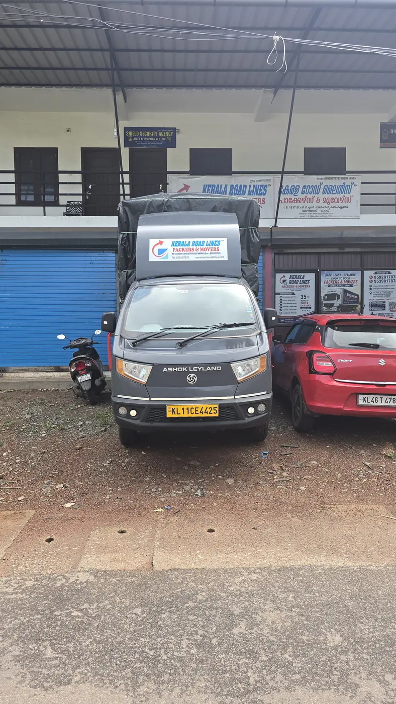 Kerala Road Lines branded truck at the Kozhikode branch office